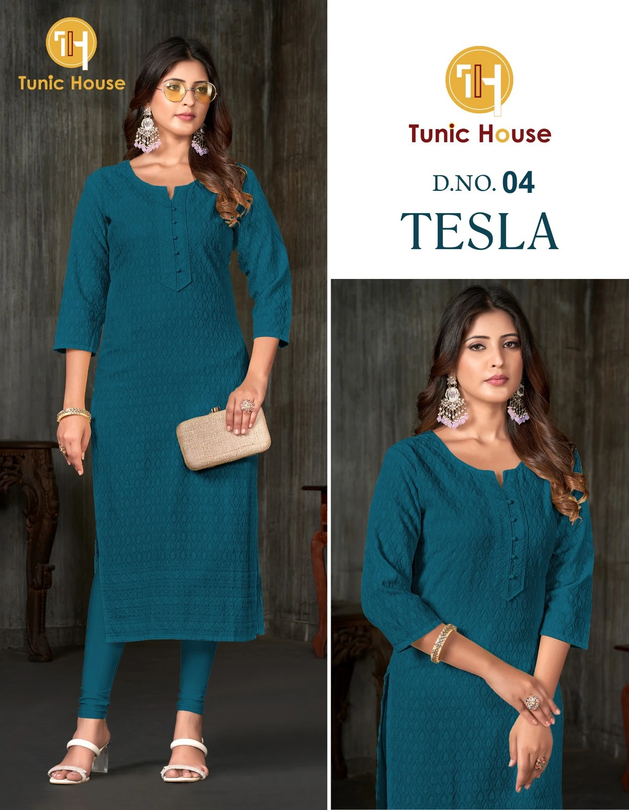 Tunic House Tesla Viscous Rayon Wholesale Fully Chikankari Fancy Kurtis Catalog — Wholesale Kurtis, MPA wholesale from Surat - Gallery Image 10